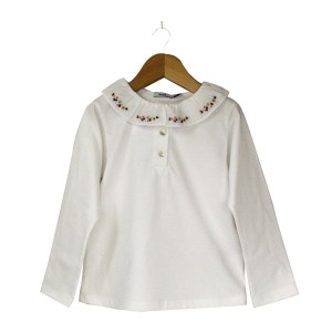 White Blouse with Flowered Collar